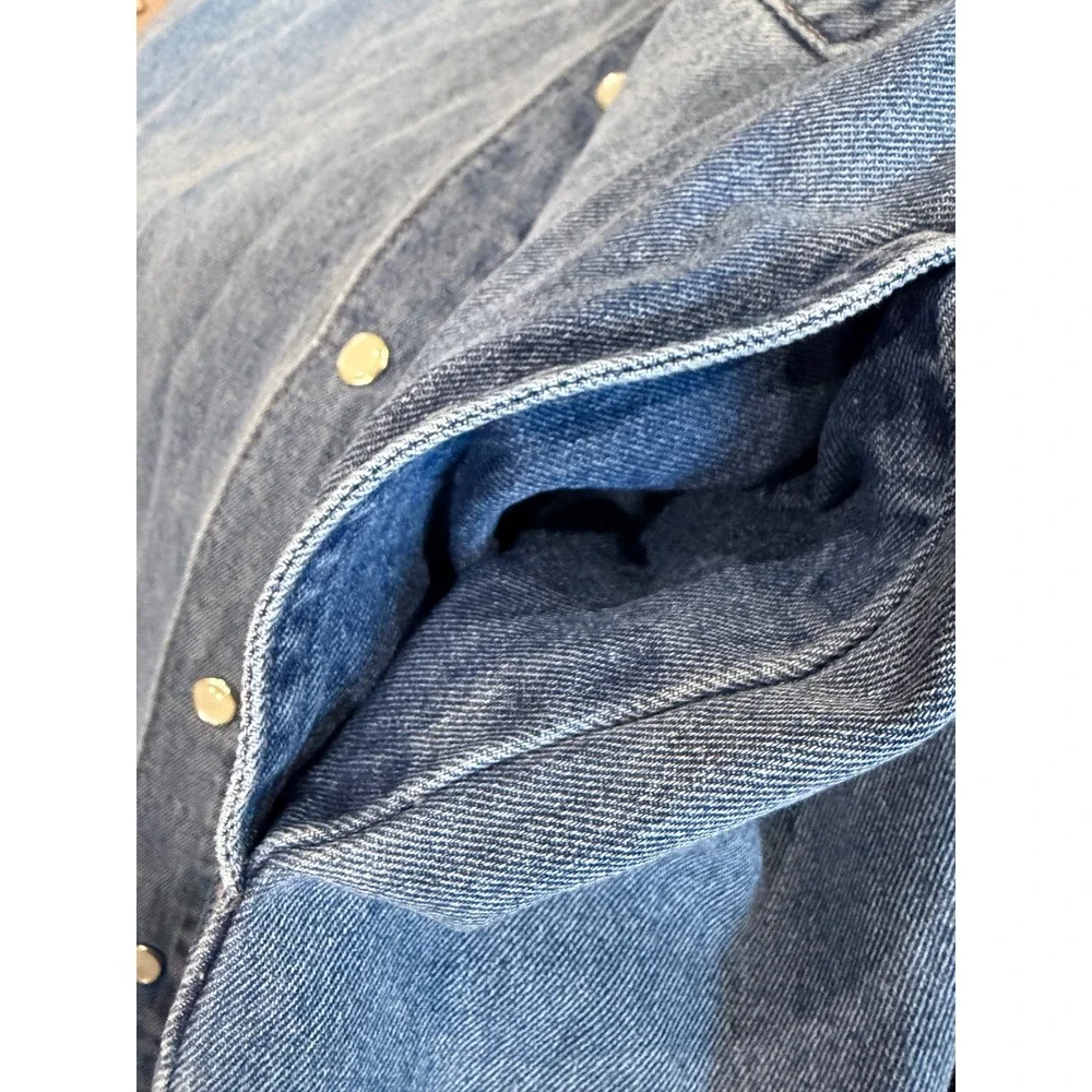 Sendero Annie Denim Pearl Snap Midi Shirt Dress Small Western Cowgirl Ranch
